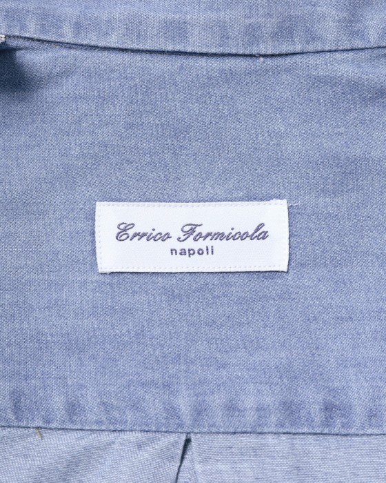 ERRICO FORMICOLAライトインディゴ コットンシャンブレー BDシャツ【LUCA】13l