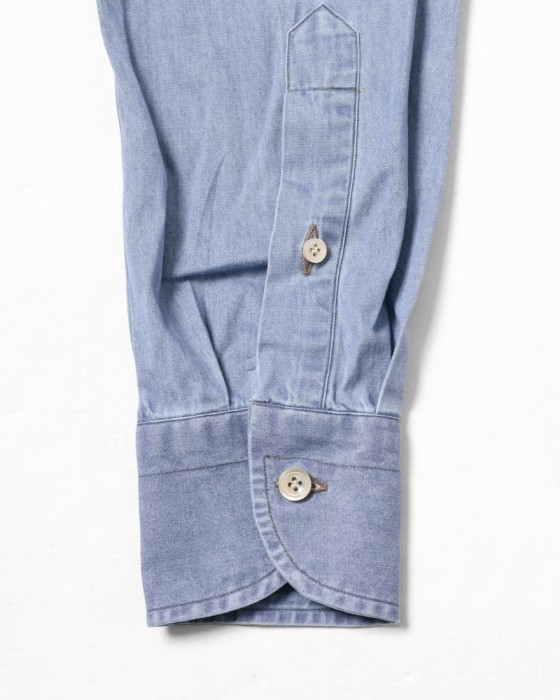 ERRICO FORMICOLAライトインディゴ コットンシャンブレー BDシャツ【LUCA】15l