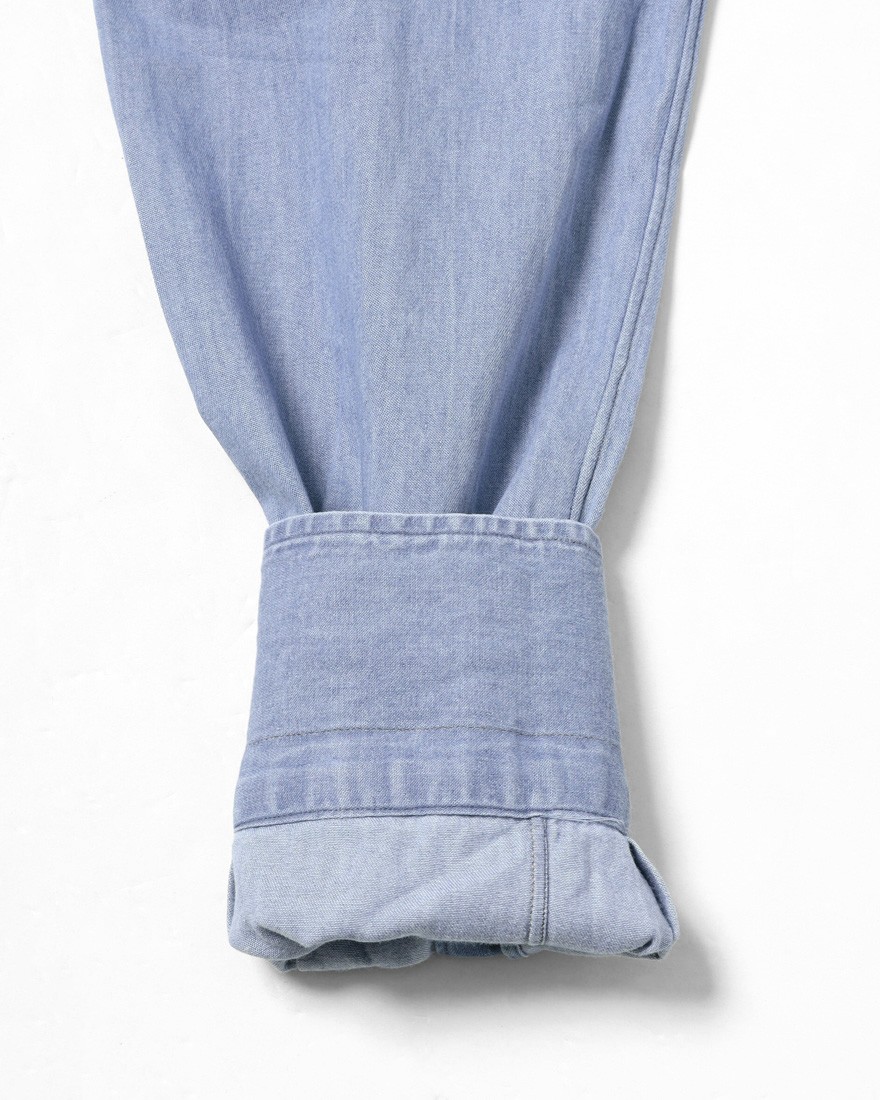 ERRICO FORMICOLAライトインディゴ コットンシャンブレー BDシャツ【LUCA】16l