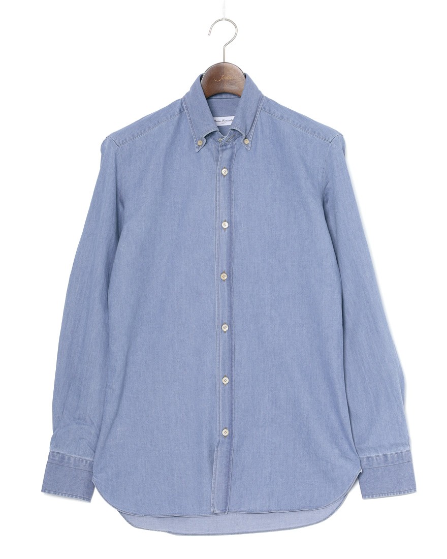 ERRICO FORMICOLAライトインディゴ コットンシャンブレー BDシャツ【LUCA】c0