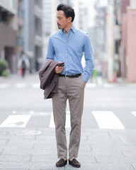 ERRICO FORMICOLAライトインディゴ コットンシャンブレー BDシャツ【LUCA】mb_ma