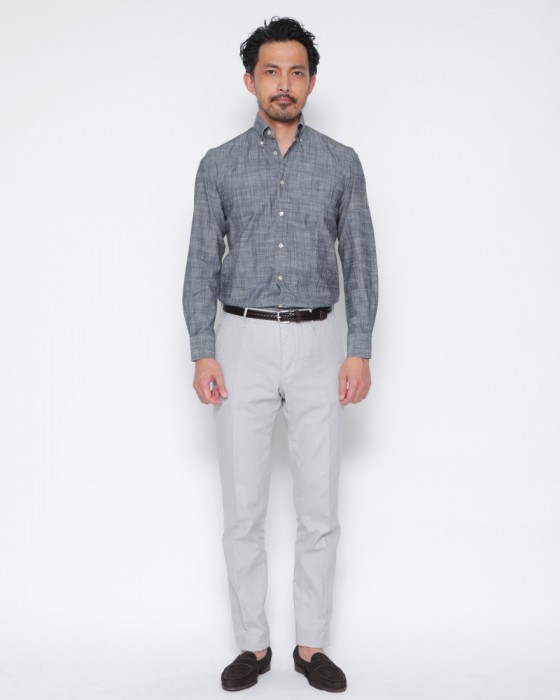 ERRICO FORMICOLAインディゴ コットンシャンブレー BDシャツ【LUCA】 01l