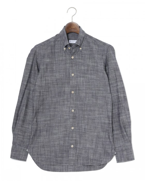 ERRICO FORMICOLAインディゴ コットンシャンブレー BDシャツ【LUCA】 c0