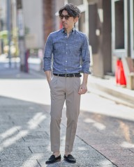 ERRICO FORMICOLAインディゴ コットンシャンブレー BDシャツ【LUCA】 mb_ma