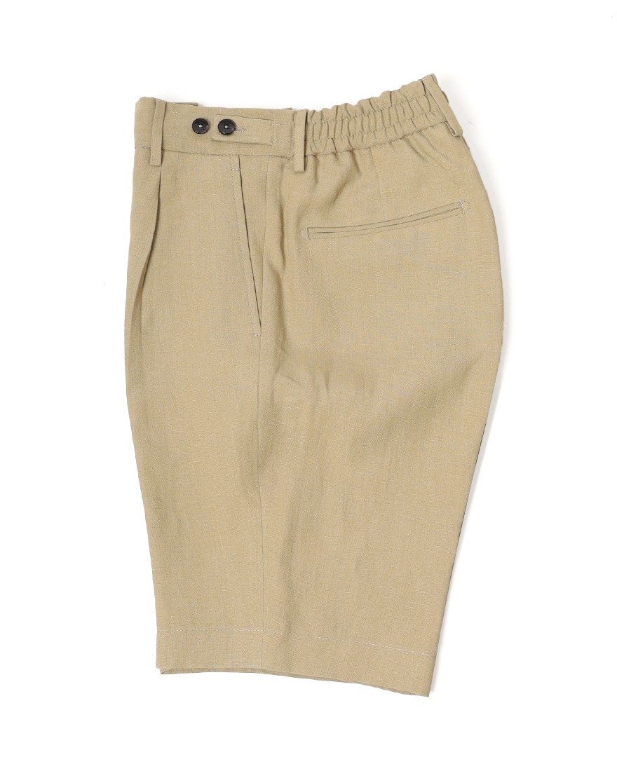 BERWICHリネン ワンプリーツ テーパードショーツ【BERTO/べルト】	c0