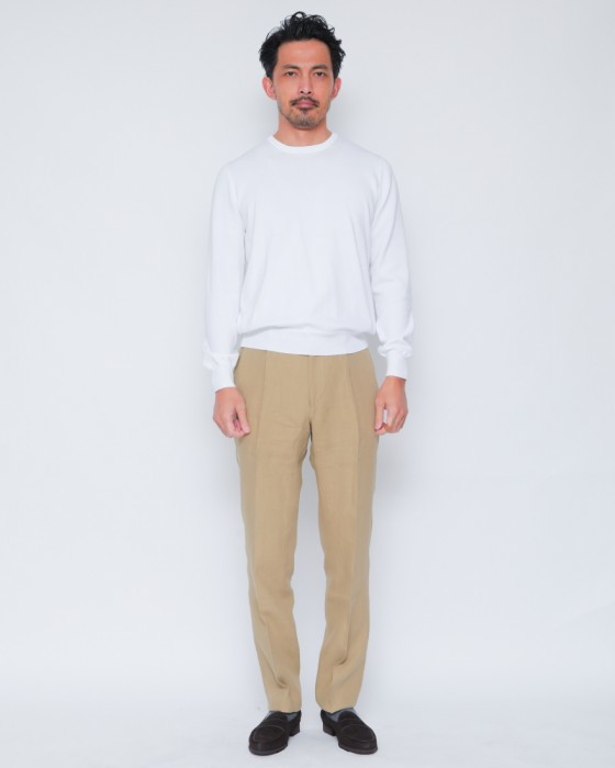 BERWICHリネン ワンプリーツ テーパードパンツ【BERTO/べルト】01l