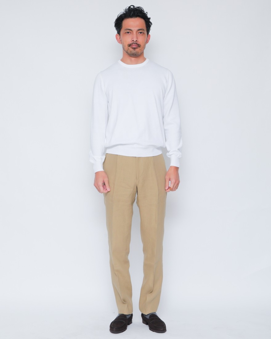 BERWICHリネン ワンプリーツ テーパードパンツ【BERTO/べルト】01l