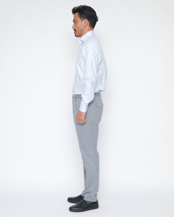 DEVOREガーメントダイ ストレッチコットン 1プリーツテーパードパンツ02l