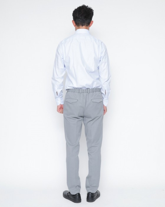 DEVOREガーメントダイ ストレッチコットン 1プリーツテーパードパンツ03l