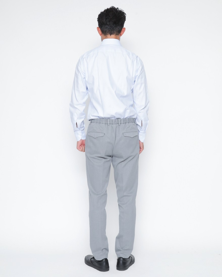 DEVOREガーメントダイ ストレッチコットン 1プリーツテーパードパンツ03l