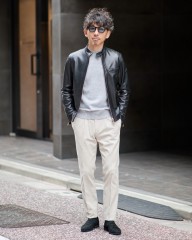 DEVOREガーメントダイ ストレッチコットン 1プリーツテーパードパンツmb_ma