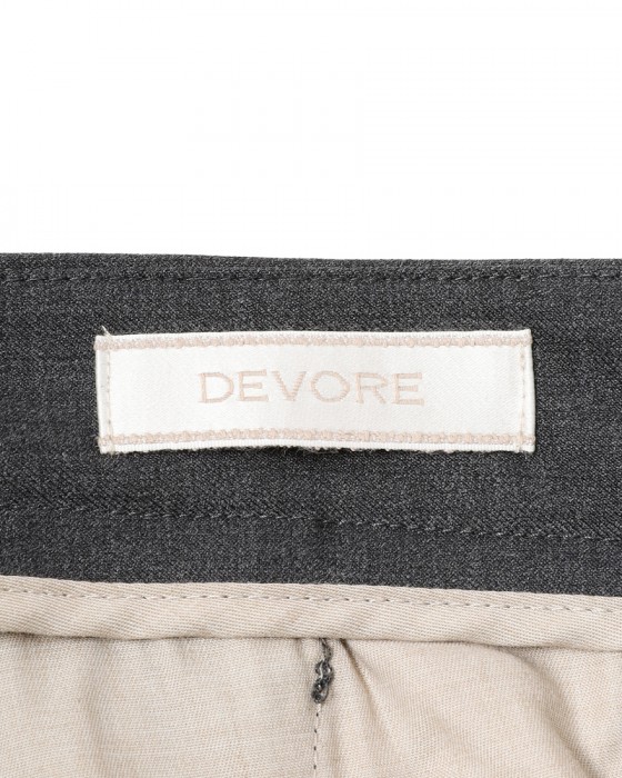 DEVOREストレッチウール 1プリーツテーパードパンツ13l