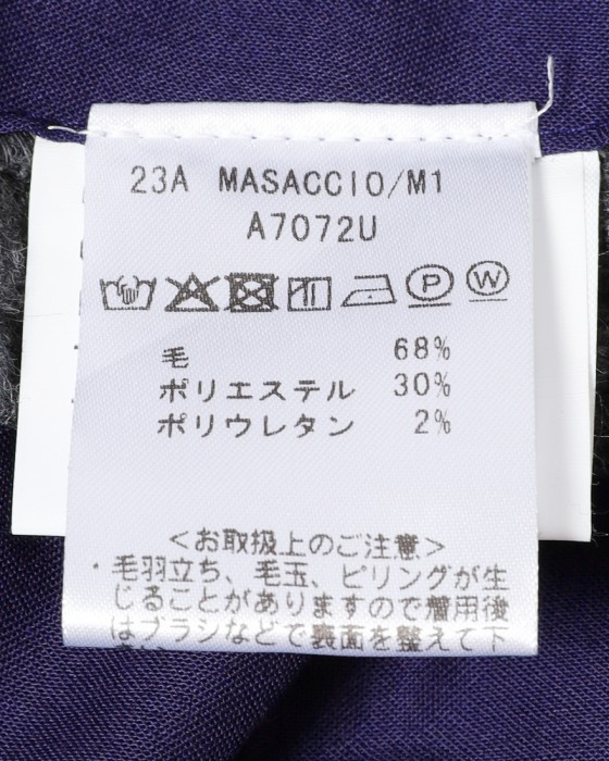 giabsarchivioウォッシャブルウール ソリッド パンツ【MASACCIO/マサッチョ】20l