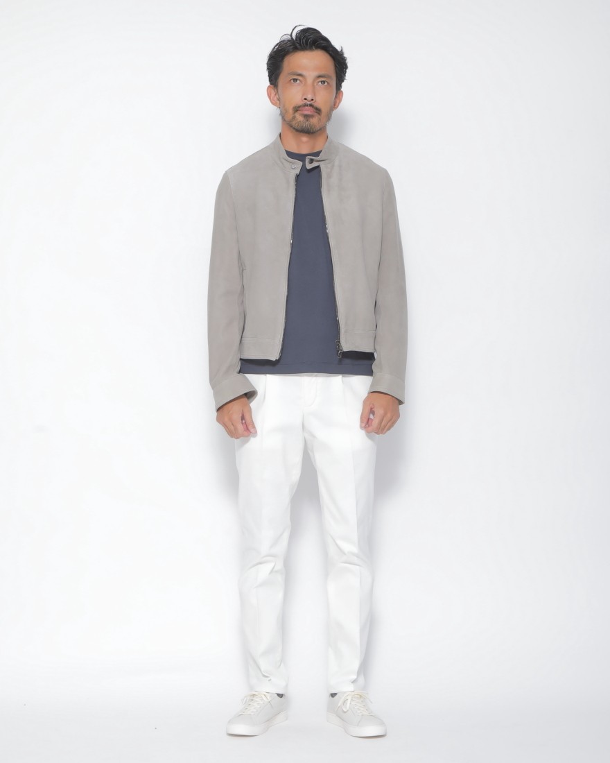 giabsarchivioワンプリーツ ストレッチコットンサテン パンツ【DANTE700/SPACE-FIT】17l
