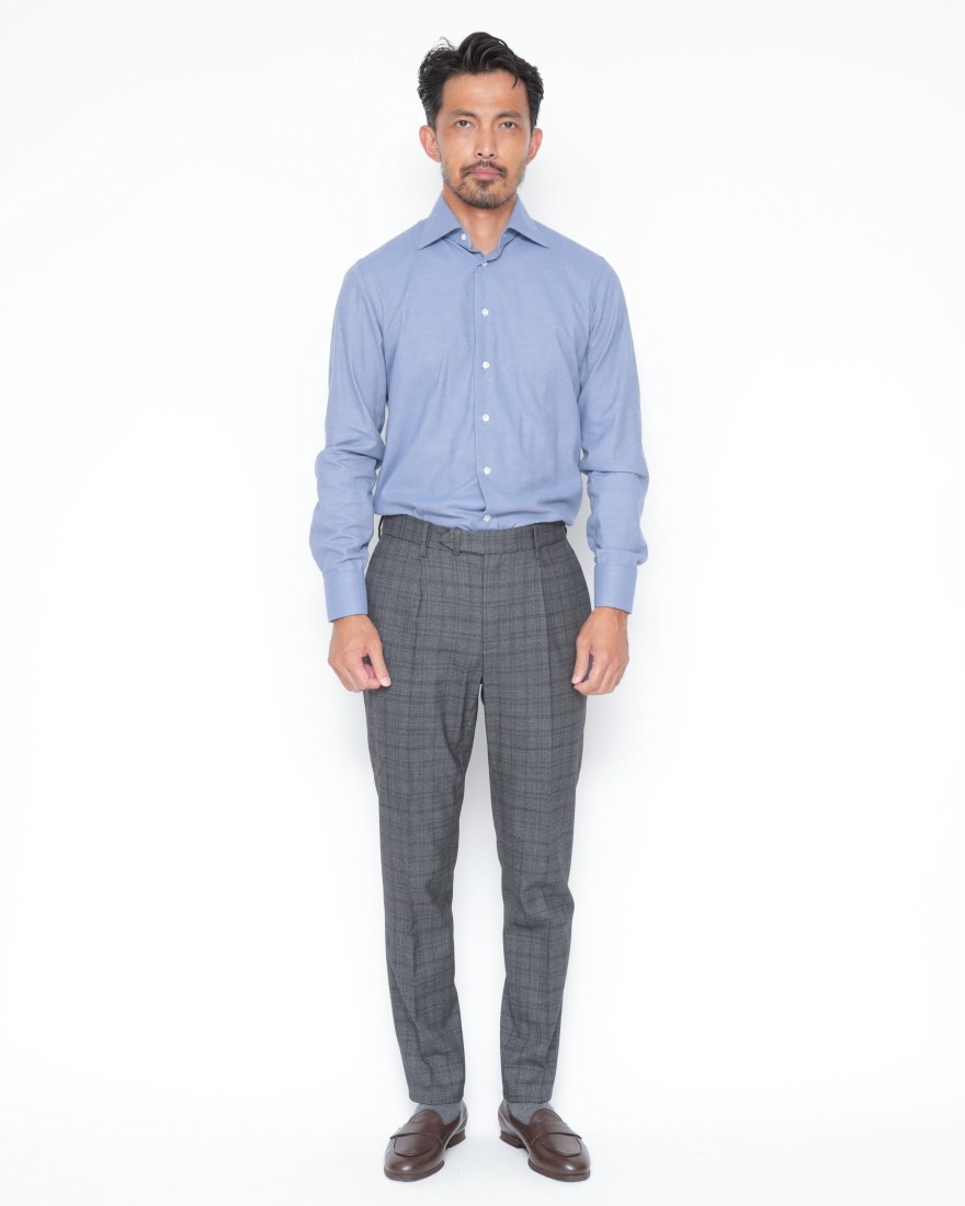 giabsarchivioトップウールコットン ワンプリーツ パンツ【DANTE700/ダンテ】01l