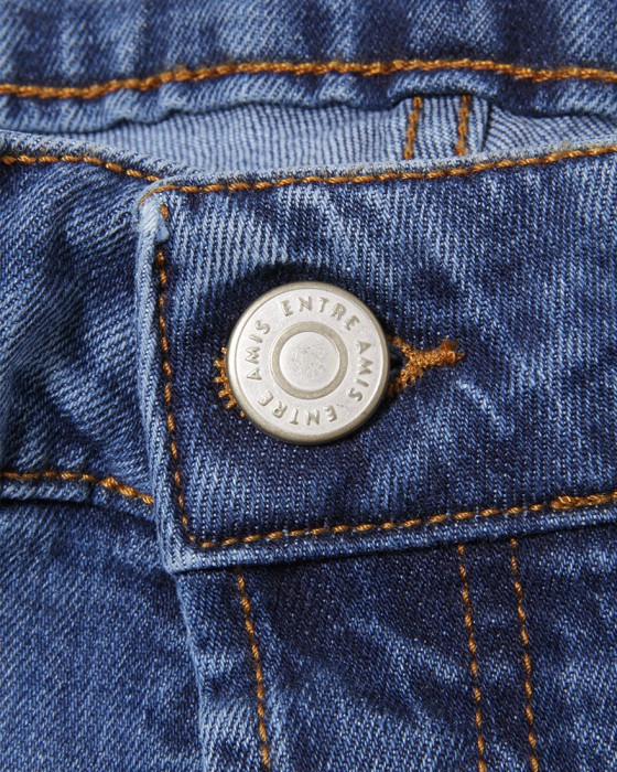 Entre Amis9分丈スリムテーパード ヴィンテージブルー ストレッチデニム15l