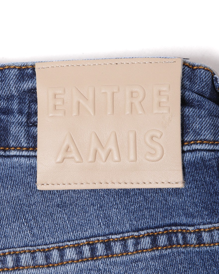 Entre Amis9分丈スリムテーパード ヴィンテージブルー ストレッチデニム17l
