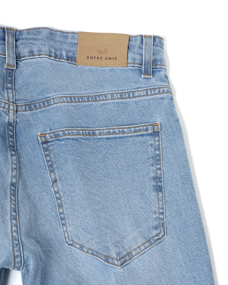Entre Amisスリム テーパード ライトウォッシュ デニム15l