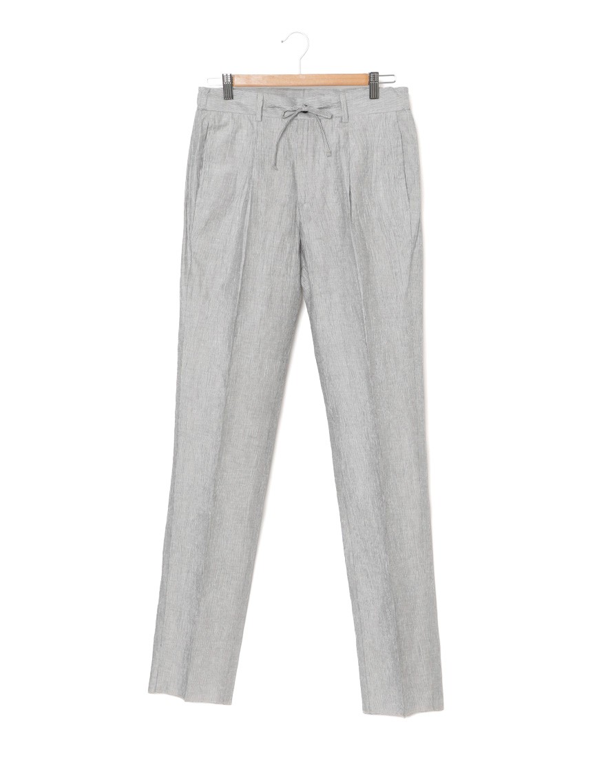 Finjack楊柳ストライプワンプリーツ ドローコードパンツ04l