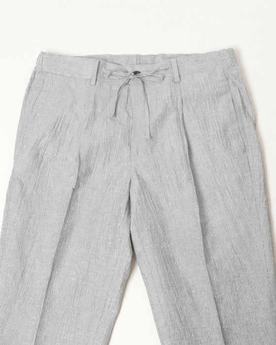 Finjack楊柳ストライプワンプリーツ ドローコードパンツ06l