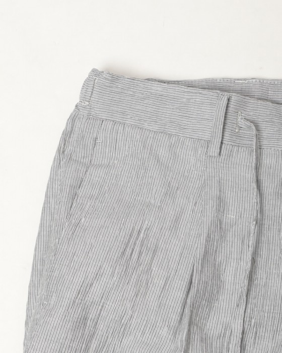 Finjack楊柳ストライプワンプリーツ ドローコードパンツ07l