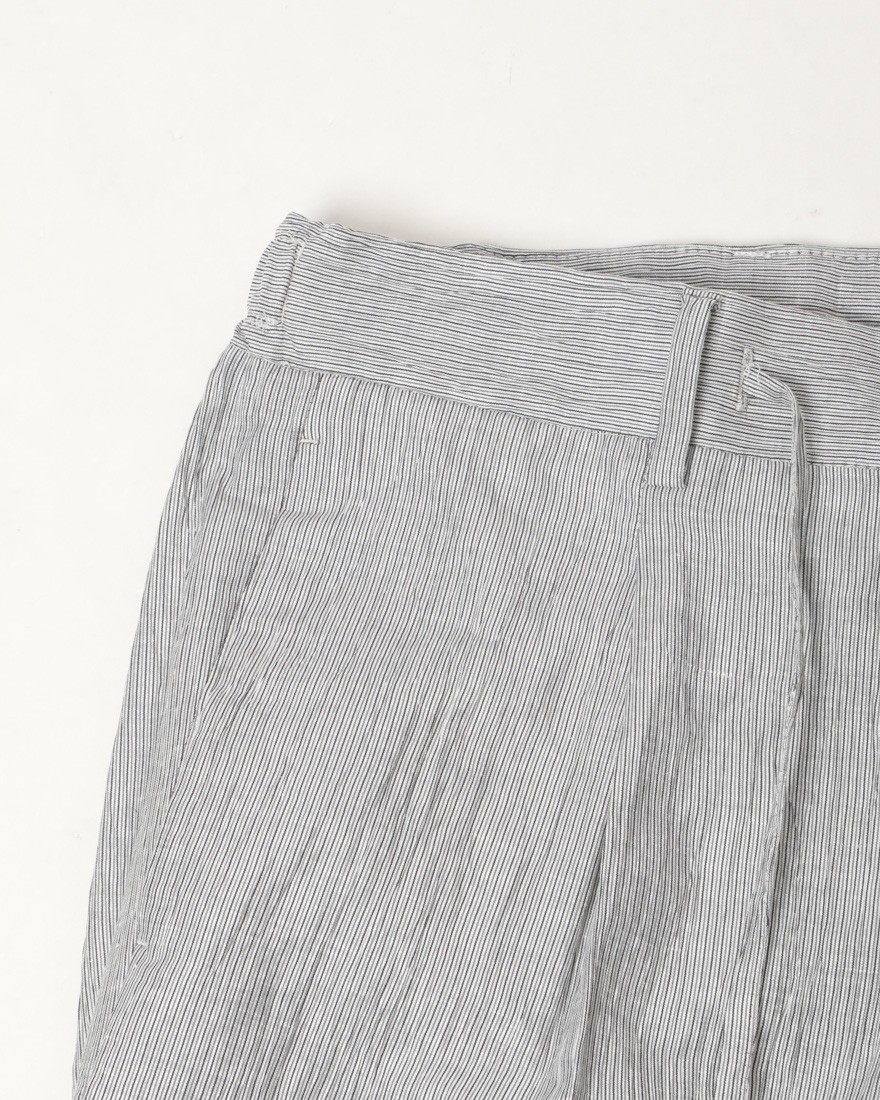 Finjack楊柳ストライプワンプリーツ ドローコードパンツ07l