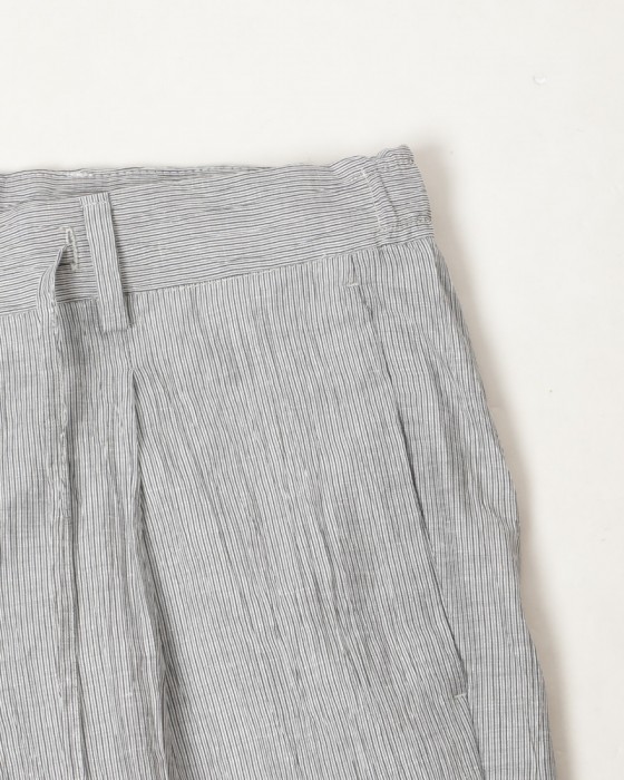 Finjack楊柳ストライプワンプリーツ ドローコードパンツ08l