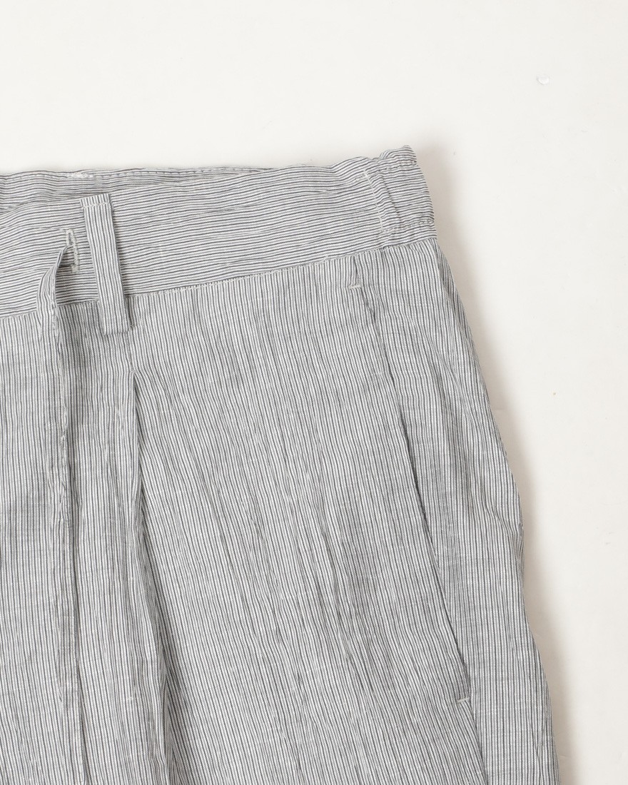 Finjack楊柳ストライプワンプリーツ ドローコードパンツ08l