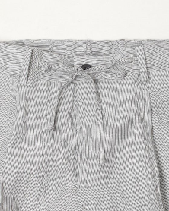 Finjack楊柳ストライプワンプリーツ ドローコードパンツ09l