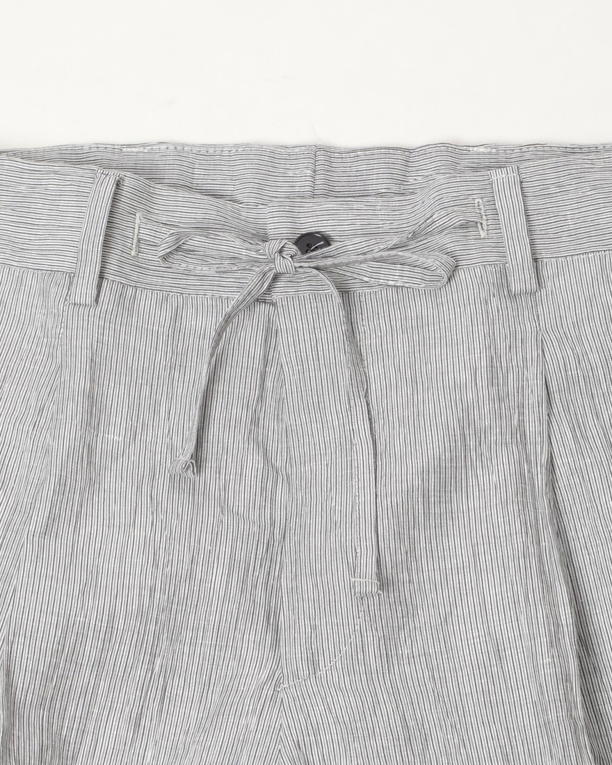 Finjack楊柳ストライプワンプリーツ ドローコードパンツ09l