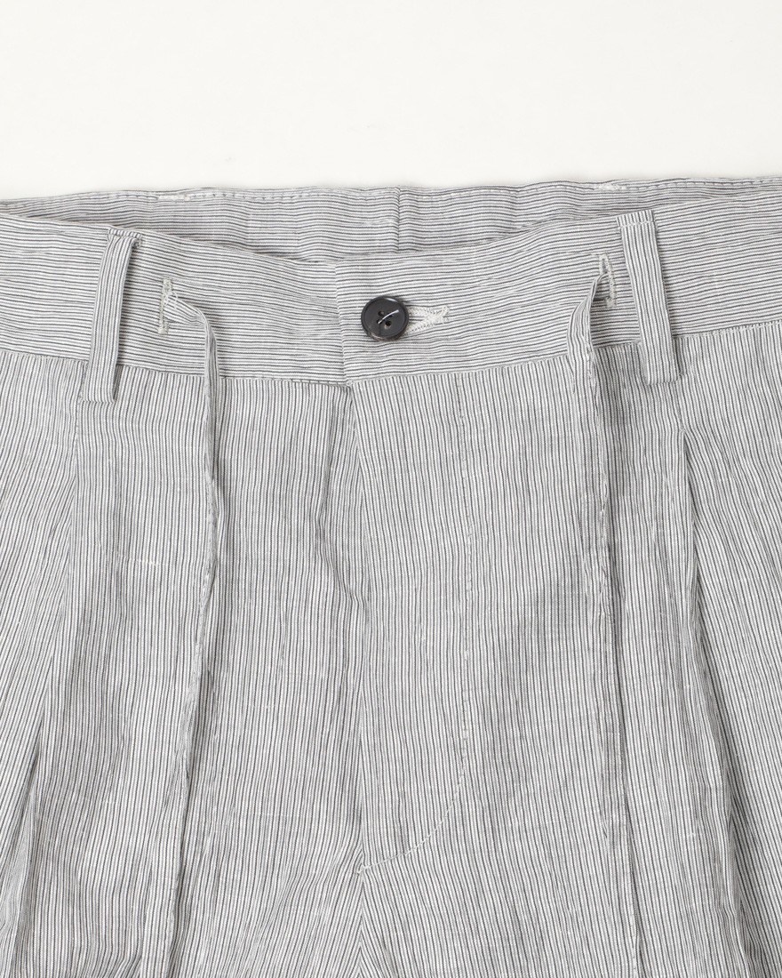 Finjack楊柳ストライプワンプリーツ ドローコードパンツ10l