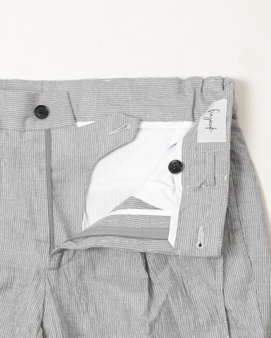 Finjack楊柳ストライプワンプリーツ ドローコードパンツ11l