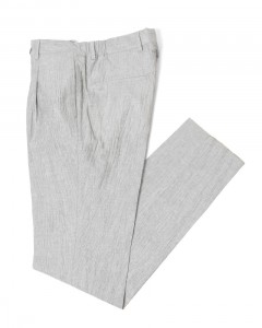 楊柳ストライプワンプリーツ ドローコードパンツ