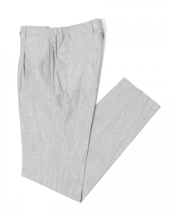 Finjack楊柳ストライプワンプリーツ ドローコードパンツma