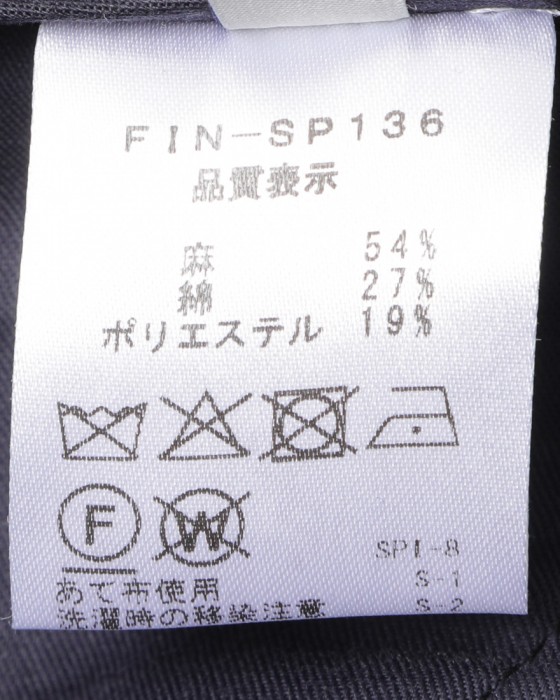 Finjack楊柳ワンプリーツ ドローコードパンツ22l