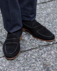 FERRANTE【2025年4月納期予約受注】Jedia別注 スエード コインローファー【NARCISO/レザーソール】※キャンセル不可※mb_04l