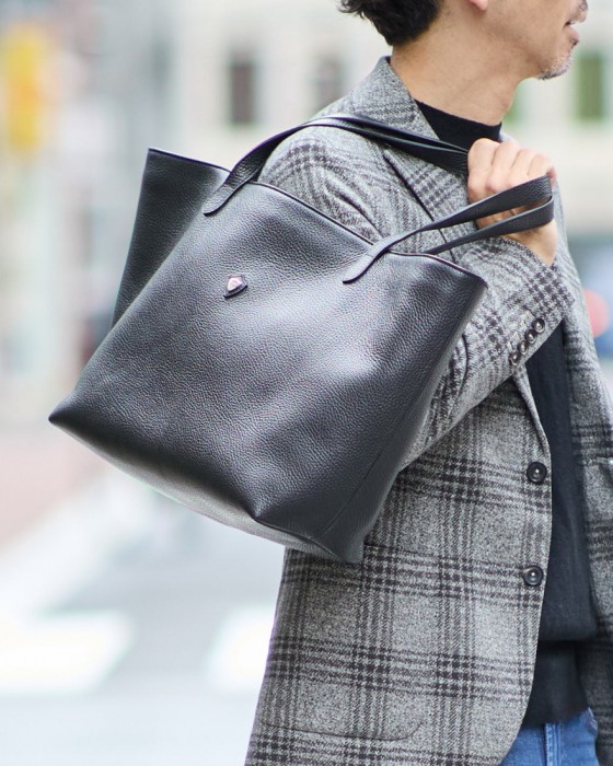 CHAMBORD SELLIERシュリンクレザー ラージトートバッグ【ARLES/LAGUN】15l