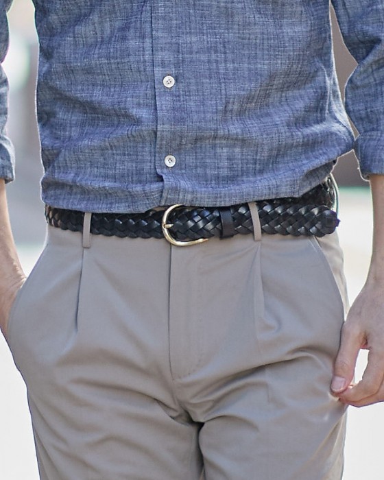 Anderson'sレザーメッシュ ゴールドバックル ベルト07l