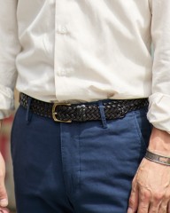 Saddler'sブレスバックル レザーメッシュベルトmb_16l