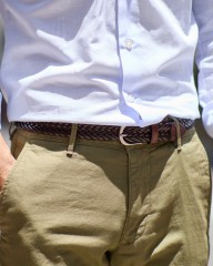 Saddler'sカラーカーフレザー編込 メッシュベルトmb_09l