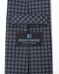 FRANCO BASSIネイビースクエア小紋 タイ【シルク】mb_06l