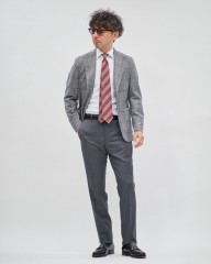 FRANCO BASSIレッドブラウンマルチストライプ タイ【シルク】mb_ma