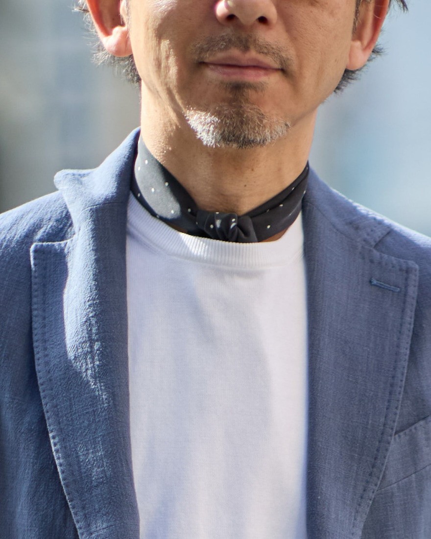 FRANCO BASSIピンドット柄 ネッカチーフ【シルク】01l