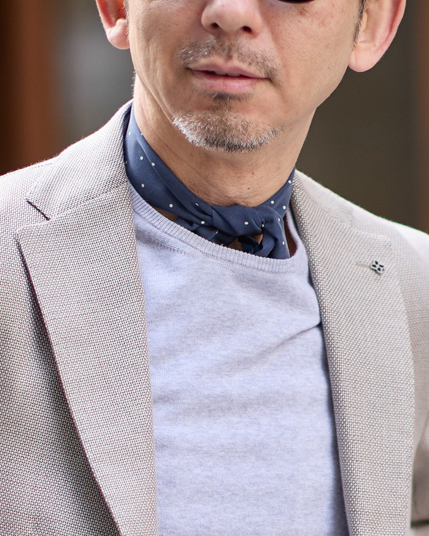 FRANCO BASSIピンドット柄 ネッカチーフ【シルク】02l
