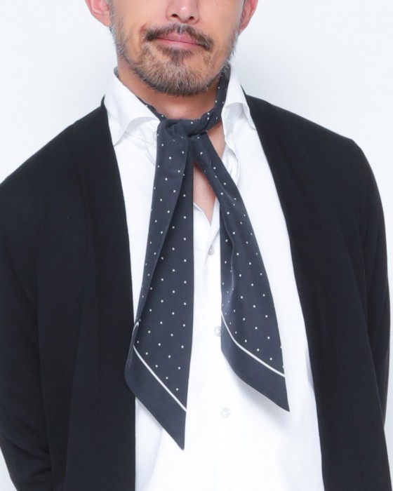 FRANCO BASSIピンドット柄 ネッカチーフ【シルク】03l