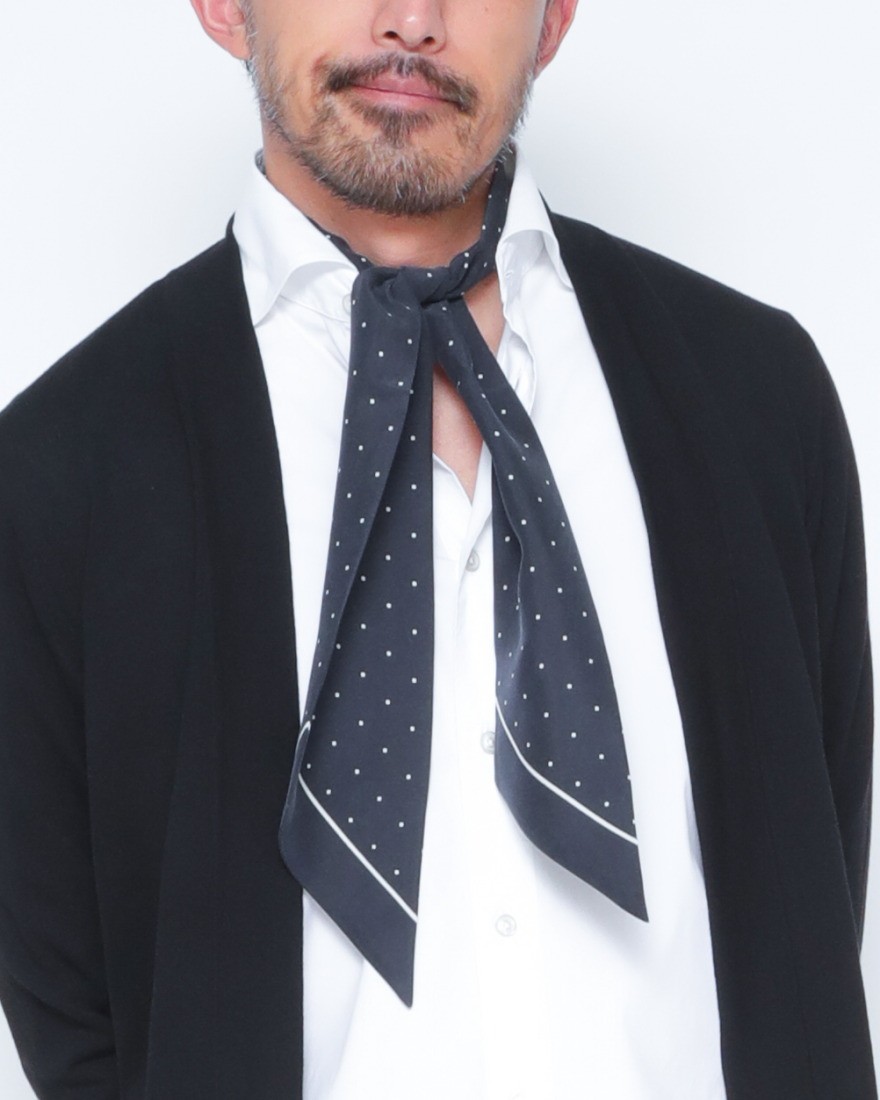 FRANCO BASSIピンドット柄 ネッカチーフ【シルク】03l