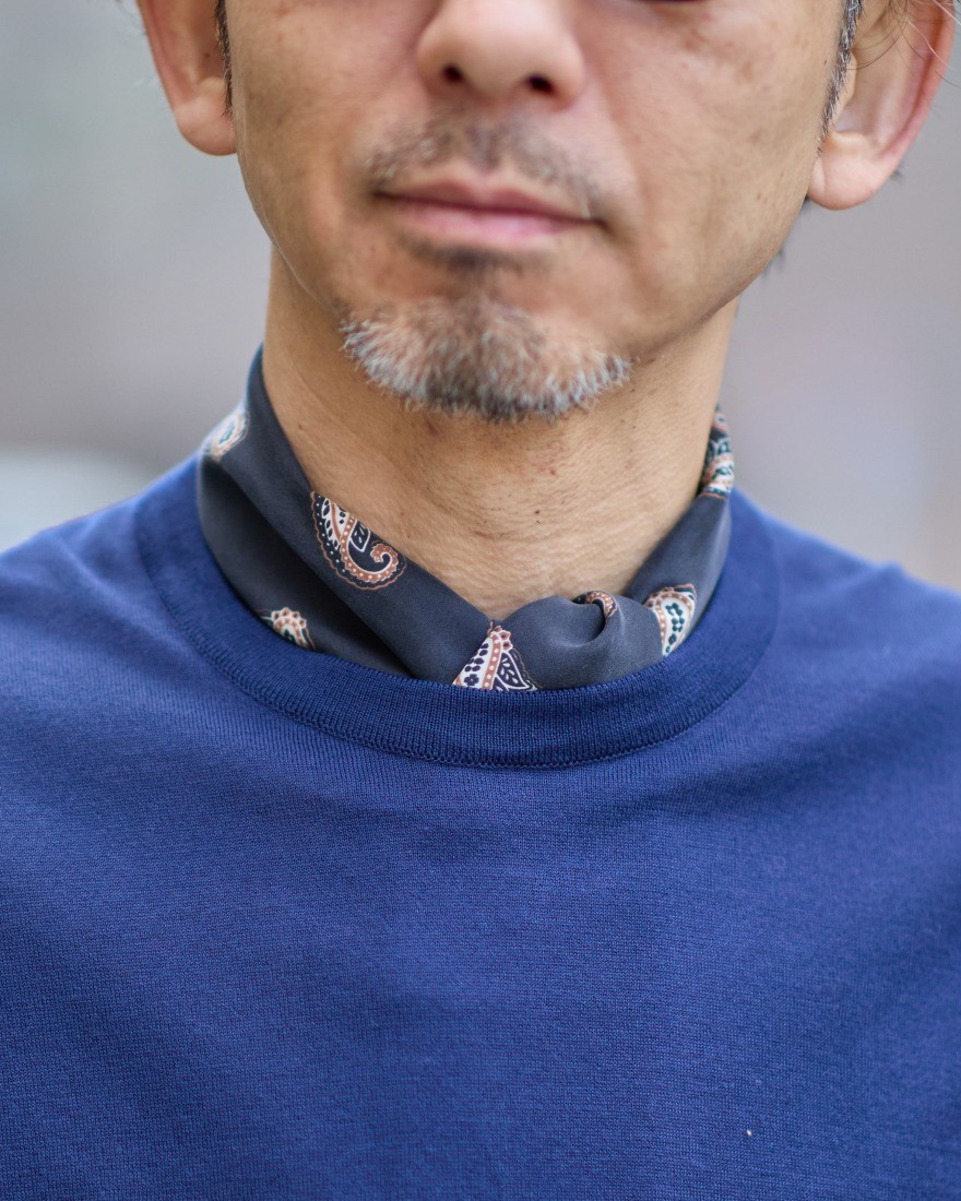 FRANCO BASSIペイズリー柄 ネッカチーフ【シルク】01l