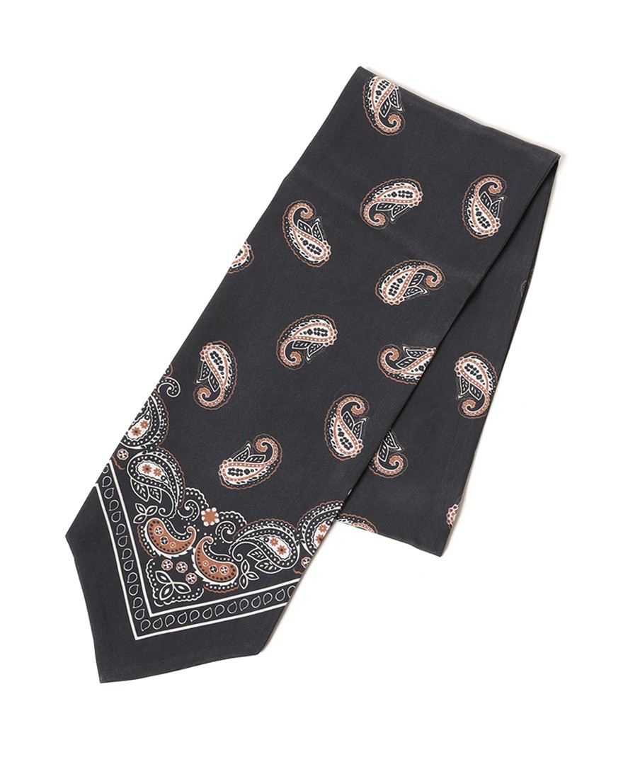 FRANCO BASSIペイズリー柄 ネッカチーフ【シルク】c2