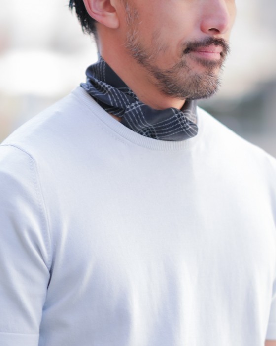 FRANCO BASSIチェック柄 ネッカチーフ【シルク】01l