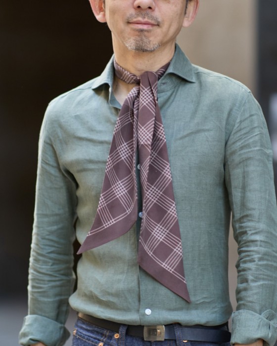 FRANCO BASSIチェック柄 ネッカチーフ【シルク】12l